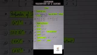 Matrices  Transpose of a MatrixProperties Aspire amp Achieve [upl. by Niwrud]