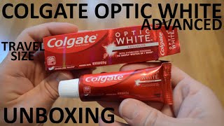 Unboxing Colgate Optic White Advanced Sparkling White Travel Size Anticavity Fluoride Toothpaste [upl. by Aihcrop]