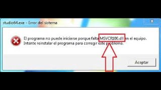 Problema en error MSVCR100 dll [upl. by Yanttirb]