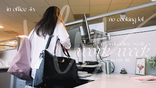 WORK WEEK VLOG deadline week in corporate in office every day  4 easy office outfits no cooking [upl. by Lydell969]