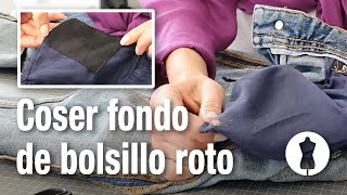 Arreglar fondo de bolsillo roto  Tutorial de costura paso a paso muy fácil [upl. by Owena]