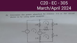 C20 EC  305 MarchApril 2024 Network Analysis problem in Telugu  diploma  ECE mesh analysis [upl. by Ahsienar]