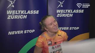 Henriette Jæger Wins Weltklasse Zurich Diamond League 400m Interview [upl. by Nella622]