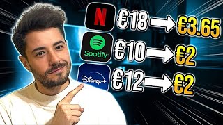 Come Avere Qualsiasi Abbonamento Come Netflix Spotify Disney Canva NordVPN Quasi GRATIS [upl. by Elladine]