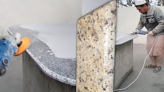 Rounding Edges of Kitchen Granite Top Granite Edge cutting  How to polish granite quartz [upl. by Aicatsana]