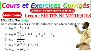 Suites NumériquesMonotoniesens de variations [upl. by Llecram]