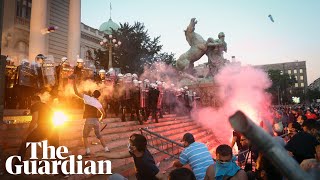 Serbian protesters clash with police over government handling of coronavirus [upl. by Arabeila150]