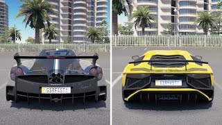 Lamborghini Aventador vs Pagani Huayra Exhuast Sound Battle  Forza Horizon 3 [upl. by Delanie705]