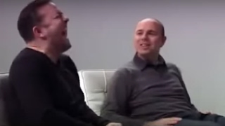 Karl Pilkington makes Ricky Gervais laugh hysterically [upl. by Cullen]