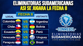 Así se Jugara la Fecha 8 de las Eliminatorias Sudamericanas Mundial 2026  Eliminatorias Conmebol [upl. by Ahseel]