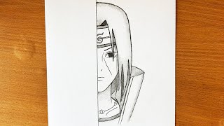 Easy anime sketch  How to draw Itachi Uchiha half face easy step by step [upl. by Ingvar465]