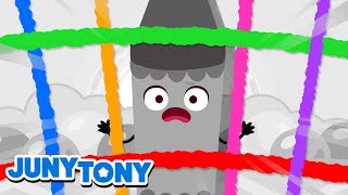 The Naughty Gray Crayon  Crayon Fairies More  Color Songs for Kids  JunyTony [upl. by Elum]