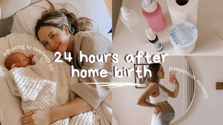 24 hours after home birth  postpartum recovery  a full day with a newborn [upl. by Natividad574]