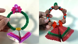 DIY  How to Make Christmas Bell Christmas Ornament With Foam Sheet and Chenille Wire christmas [upl. by Ainoek628]