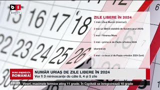 NUMĂR URIAȘ DE ZILE LIBERE ÎN 2024Știri B1TV22 dec 2023 [upl. by Hailat]