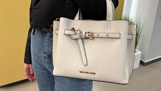 MICHAEL KORS Emilia Small Pebbled Leather Satchel LT CREAM [upl. by Rhines]