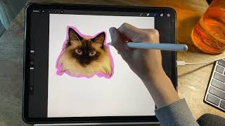 How to Make Digital Pet Portrait Stickers  Procreate ✰ Goodnotes [upl. by Arlon]