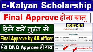 e Kalyan Scholarship 2024 Final Approve होना शुरू  Approve by College  Approve by DNO DLC officer [upl. by Christina]