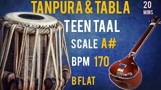 A Scale Tanpura  Bpm 170  Tabla Teental  Best for Vocal amp Tabla Practice [upl. by Miriam]