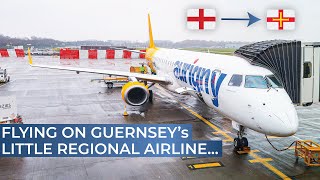 TRIPREPORT  Aurigny ECONOMY  London Gatwick  Guernsey  Embraer 195 [upl. by Notsew]