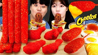 ASMR MUKBANG 직접 만든 치토스 양념치킨 치즈스틱 핫도그 짜파게티 먹방 amp 레시피 CHEETOS CHICKEN AND BLACK BEAN NOODLES EATING [upl. by Neitsirk]