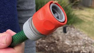 How to fit a Garden Hose End and make it stay there Hose pipe adaptor click lock fitting [upl. by Olwen351]