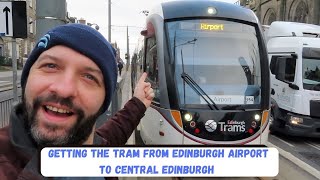 Getting the tram from Edinburgh Airport to Central Edinburgh [upl. by Ireland]