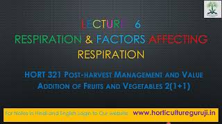 HORT321  Lecture 6 Respiration and Factors Affecting Respiration rate [upl. by Halsey]