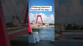 Shipping containers in the water after hitting a bridge shorts short ship fail crazy video [upl. by Ailil]