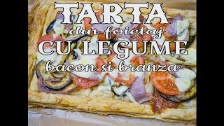 Reteta de tarta de foietaj cu legume bacon si branza  Bucataria lui Radu [upl. by Gerrald889]