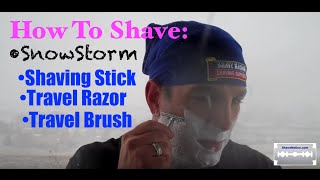 How To Shave When Traveling Shaving Stick Razor Brush Blizzard [upl. by Delcina]