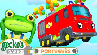 🚒 Caminhão dos Bombeiros Voador 🎈  1 HORA DO GECKO  Moonbug Kids Português  Desenhos Animados [upl. by Laehcym]