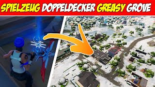 Sammle Spielzeug Doppeldecker bei Greasy Grove ein Fortnite Winterfest Season 1 Kapitel 3 [upl. by Ernesto134]