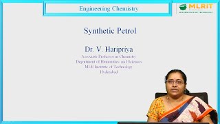 LEC05  Engineering Chemistry  Synthetic Petrol by Dr V Hari Priya [upl. by Torrey]