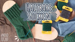 Ferse verstärken Socken mit Beilaufgarn stricken  mendtocare Folge 3 [upl. by Ahteres142]