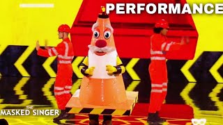 Traffic Cone Signs quotNever Gonna Give You UPquot by Rick Astley  The Masked Singer UK  Season 3 [upl. by Htebazileharas]