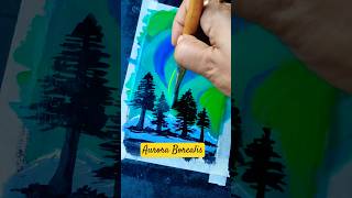 Painting Aurora Borealis Easy way to paint the northern lights acrylicpainting for beginners yt [upl. by Eoj487]