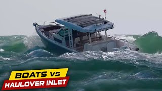 AXOPAR BOAT BURIED IN WAVES AT HAULOVER   Boats vs Haulover Inlet [upl. by Adnoel]