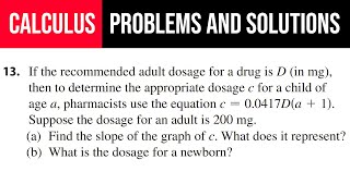 13 If the recommended adult dosage for a drug is D in mg then to determine the appropriate [upl. by Elram781]