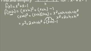 Difference Quotient Example fxhfxh [upl. by Nosnor818]