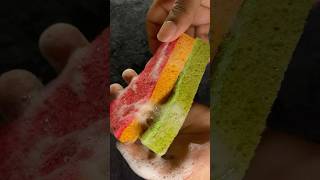 SOAPY SCOUR OFF BLEACHED SPONGES spongeasmr oddlysatisfying spongeripping rippingsponge [upl. by Greenstein]