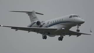 EMBRAER PRAETOR 600 DBHDC LANDING AT FARNBOROUGH  RUNWAY 06 0205 [upl. by Hamilah]