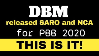 NEW UPDATE FOR PBB 2020  NEW SARO RELEASED BY DBM [upl. by Niad]