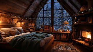 Cozy Cabin Serenity with Snowstorm Blizzard and Wind for Restful Slumber Soothing Relaxation and [upl. by Nywroc]