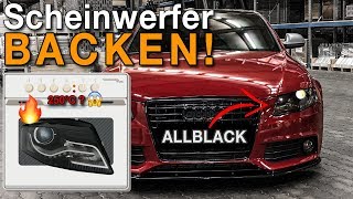 HOW TO SCHEINWERFER BACKEN  ZERLEGEN  CHROM SCHWÄRZEN  AUDI A4 B8 XENON  QUALITATIEF [upl. by Ratcliff426]