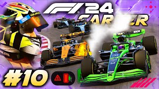 F1 24 CAREER MODE Part 10 Sauber LEADS the Race My Tyres ON FIRE [upl. by Schifra9]