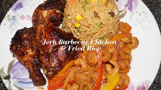 HOW TO MAKE JERK BARBECUE CHICKEN AND GUYANESE FRIED RICE  KAIETEUR COOKS [upl. by Ellasal478]