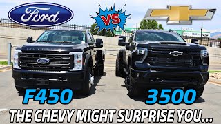 2024 Chevy Silverado 3500 VS 2023 Ford F450 Why Chevy Doesnt Build A 4500 With A Bed [upl. by Hare]