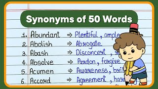 50 Synonyms Words in English  50 Similar Words in English  Samaan arth wale shabd [upl. by Olaznog550]