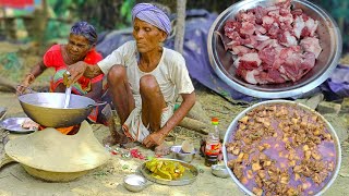 5kg MUTTON cooking and eating by Indian tribe family  how to cook mutton curry by poor family [upl. by Sidnala]